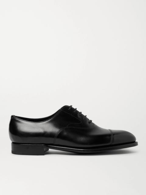 EDWARD GREEN Chelsea Cap-Toe Burnished-Leather Oxford Shoes Black