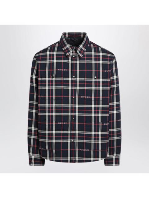 GUCCI Gucci Blue Cotton Jacquard Tartan Shirt Men
