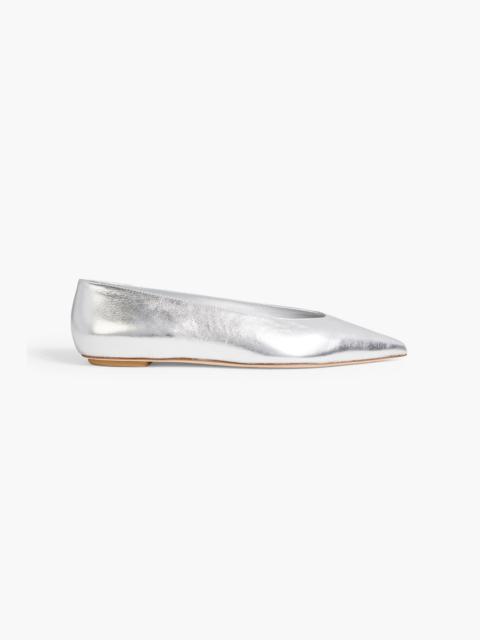 Stuart Weitzman Lina metallic leather point-toe flats