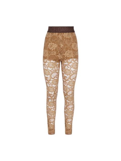 Logo-waistband Stretched Laced Leggings