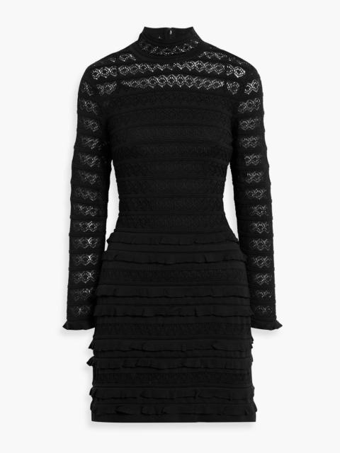 CAROLINA HERRERA Ruffled pointelle-knit silk-blend mini dress