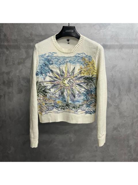 Dior Dior Off-White Patterned Jacquard Crew Neck Knit Sweater