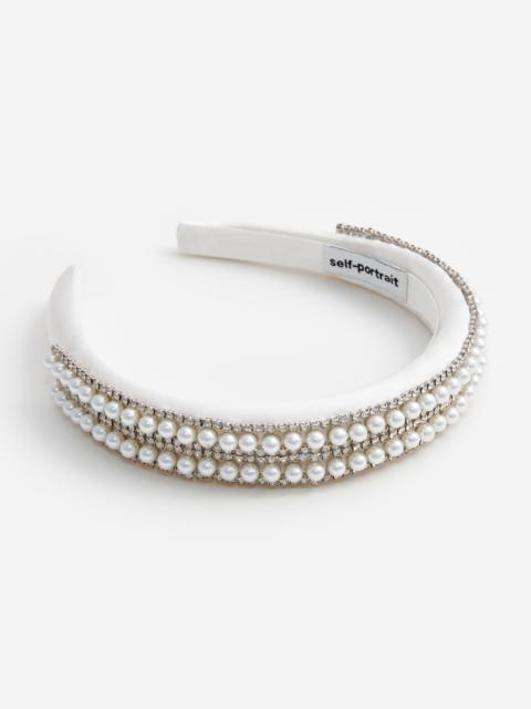 self-portrait Crystal Pearl Satin Headband