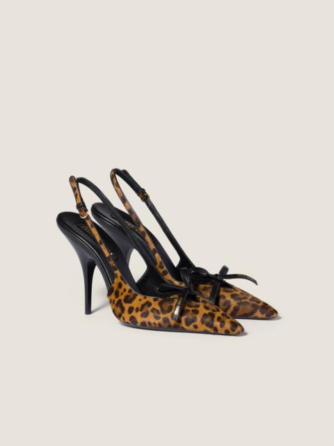 Miu Miu Printed leather slingback pumps with bow