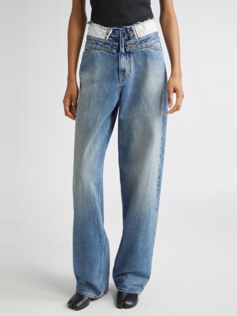MM6 Maison Margiela MM6 Maison Margiela Released Waistband Straight Leg Jeans in Light Blue at Nordstrom