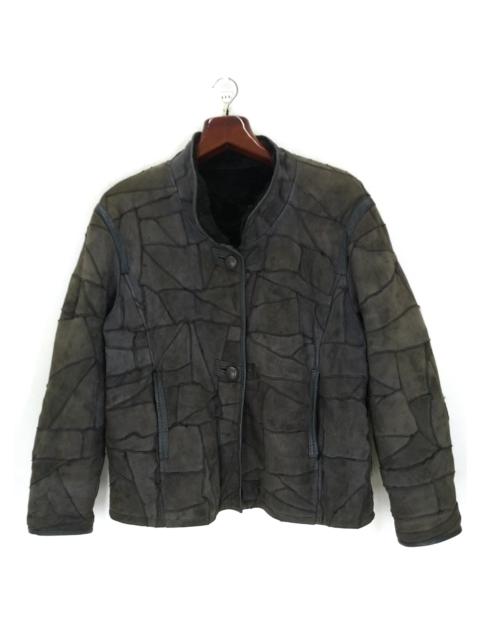 Other Designers Vintage - Vtg Quilted Leather Jacket Wool Inner Lining