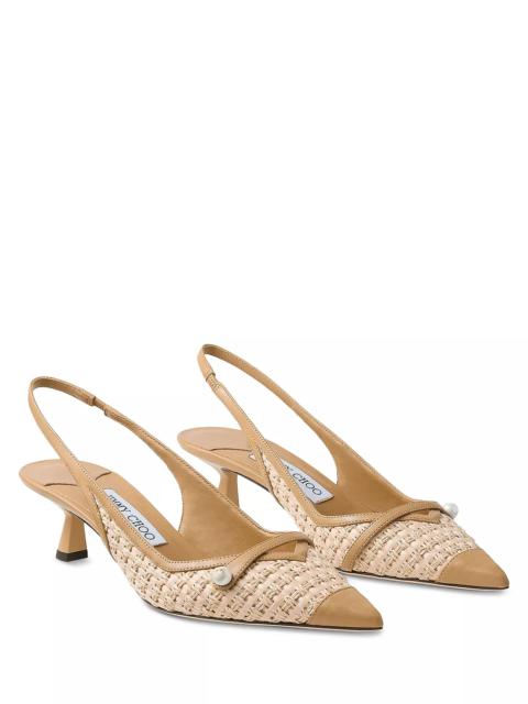 JIMMY CHOO Women's Amita 45 Raffia Slingback Pumps