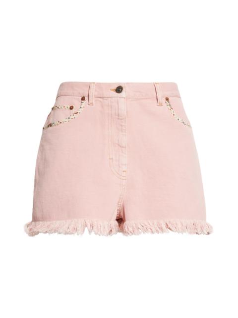 Valentino Valentino Cutoff Denim Shorts in Dusty Rose at Nordstrom