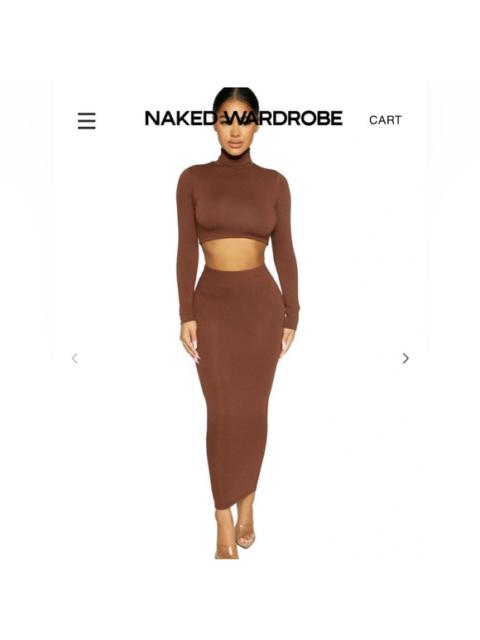 Other Designers NWT Naked Wardrobe MIDI Skirt in Chocolate Brown Sz Small‎ $54