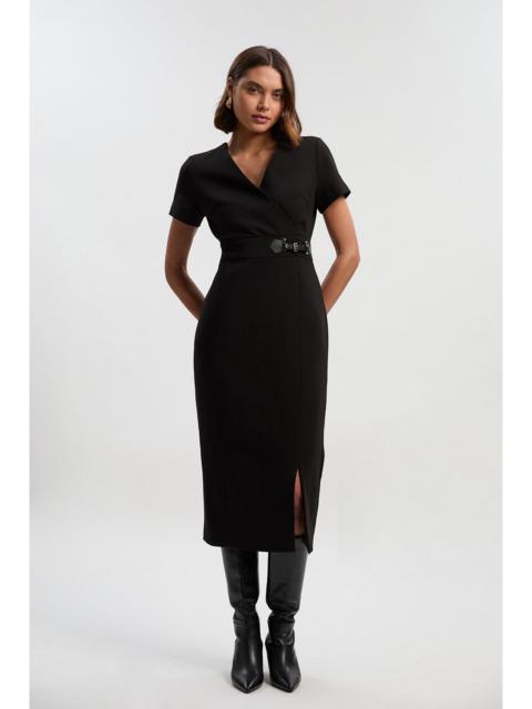 KAREN MILLEN Compact Essential Tab Waist Midi Dress