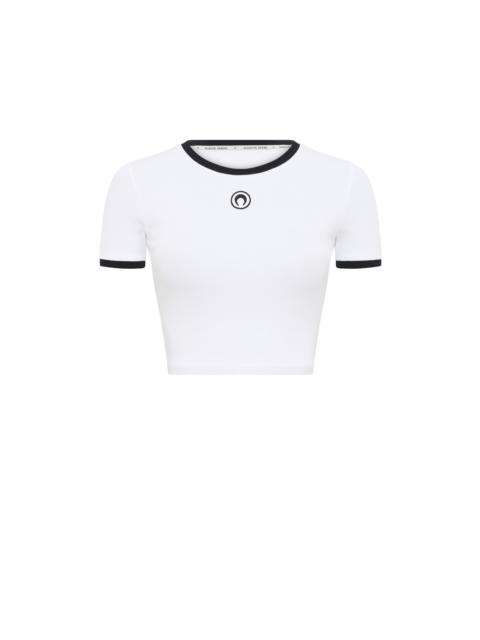 Marine Serre Moon Logo Ribbed Jersey Cropped Top