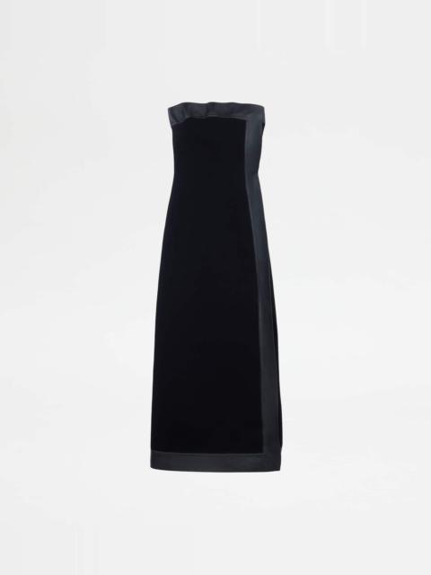 Tod's DRESS WITH LEATHER INSERTS - BLACK