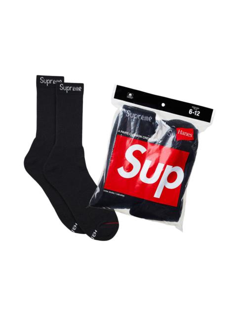 Supreme x Hanes Crew Socks (4 Pack) 'Black'