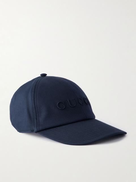GUCCI Logo-Embroidered Cotton-Blend Canvas Baseball Cap Navy