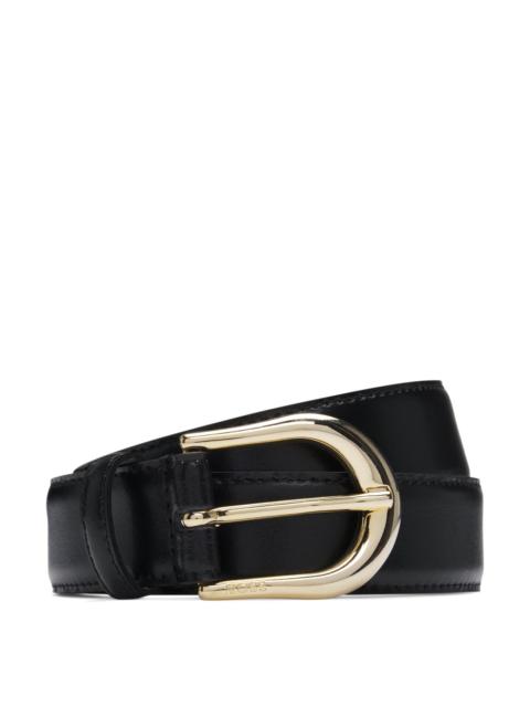 BOSS ITALIAN-LEATHER BELT WITH LOGO BUCKLE