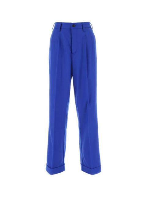 MARNI Electric Blue Stretch Wool Blend Wide-Leg Pant