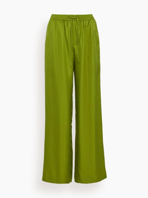 Relaxed Silk Trousers in Garden Green