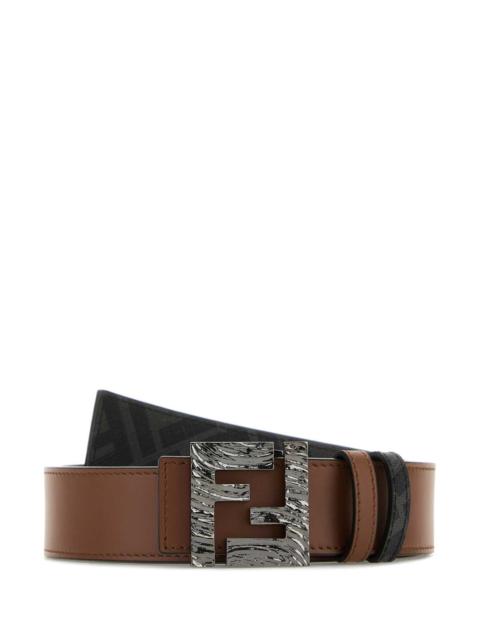 FENDI Fendi Men Caramel Leather Reversible Belt