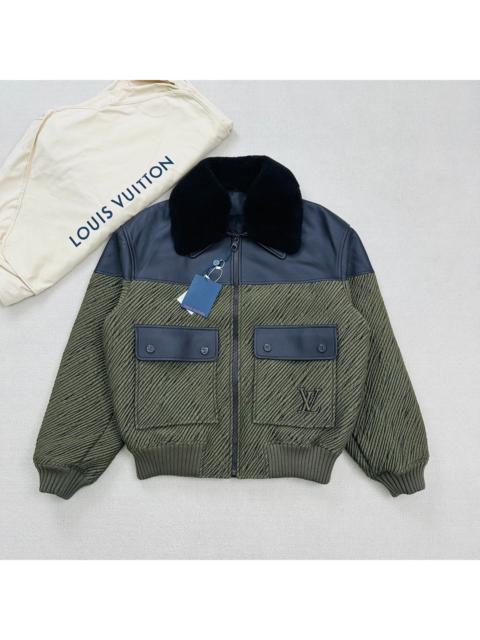 Louis Vuitton Louis Vuitton patchwork leather jacket with embroidered logo and detachable fur collar