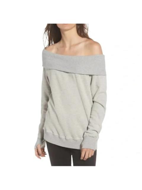 Other Designers Pam & Gela Off Shoulder Sweatshirt in Heather Gray