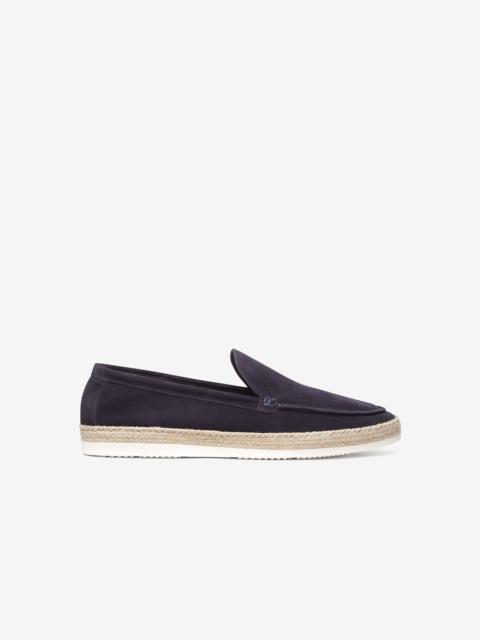 CORNELIANI Navy blue suede slip-on loafers