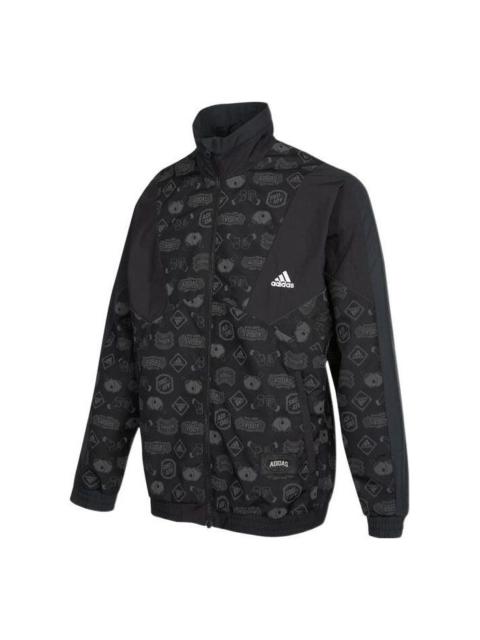adidas adidas Logo Printing Athleisure Casual Sports Jacket Black HE7474