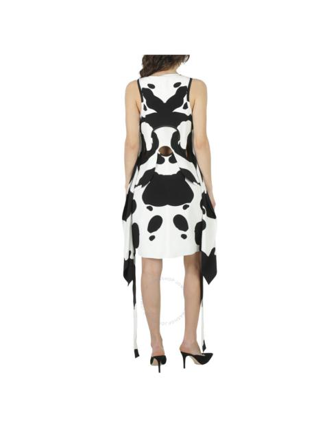 Burberry Burberry Cow-Print Pieced Cutout Silk Mini Dress