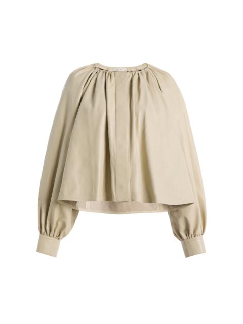 CO Leather Gathered Tunic Shirt white