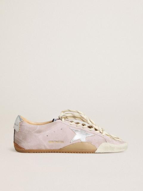 Golden Goose Women's True-Star in pastel pink suede with silver star and heel tab