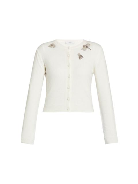Erdem Embellished Wool-Blend Cardigan white