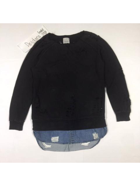 Maison MIHARAYASUHIRO Distressed Black Sweatshirt Layered With Denim