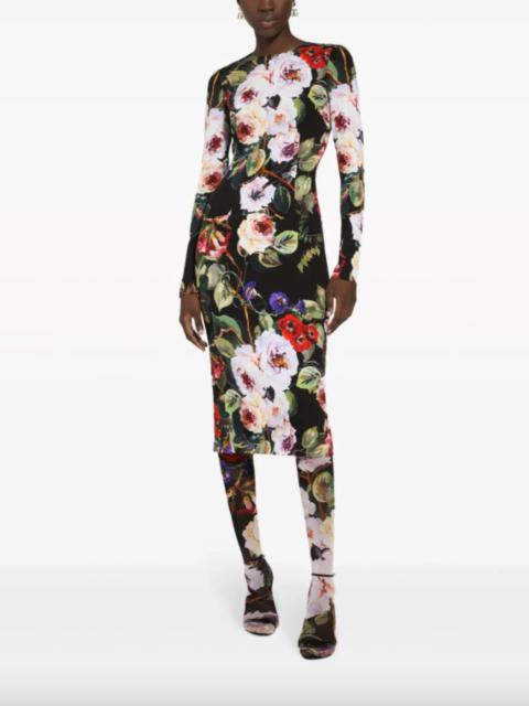 Dolce & Gabbana Long Sleeve Black Floral Dress