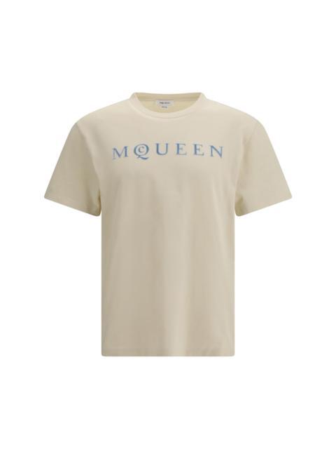 Alexander McQueen Alexander Mcqueen Men Cotton T-Shirt With A Flocked Logo Printed