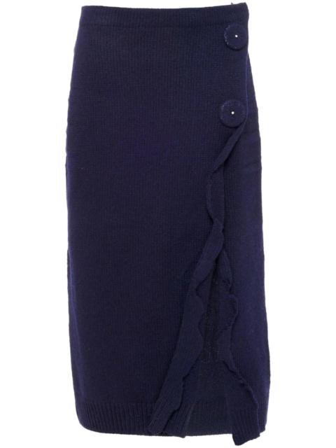 Prada side-split wool-cashmere skirt
