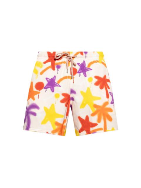 spray-paint swim shorts