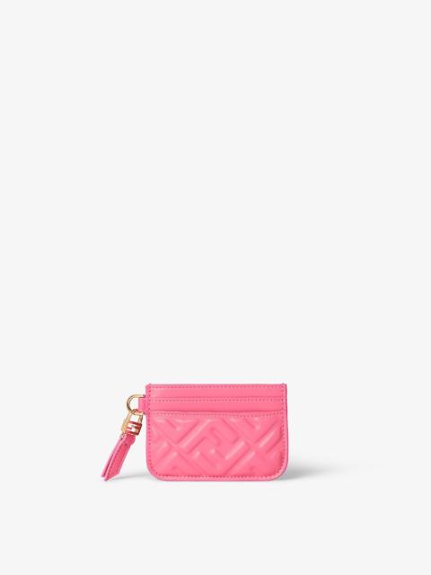 FENDI Baguette Card Case Petunia pink nappa leather flat card case with FF motif