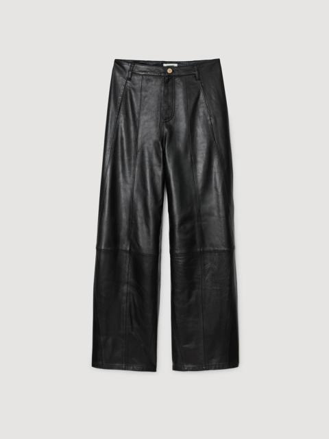 Sandro WIDE-LEG LEATHER TROUSERS