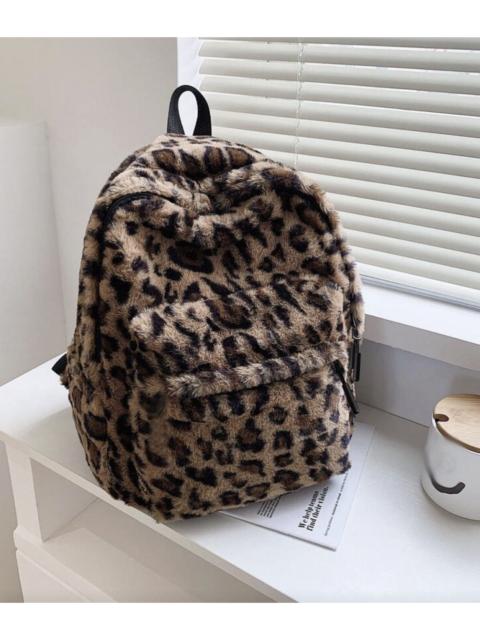 Other Designers Japanese Brand - Y2K Leopard Print Faux Fur Fuzzy Backpack | Plush Bag