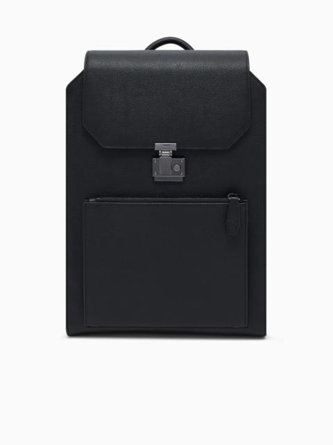 EMPORIO ARMANI TUMBLED-LEATHER BACKPACK WITH FLAP AND LAPTOP COMPARTMENT