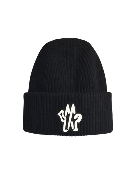 Moncler Black Virgin Wool Beanie Man