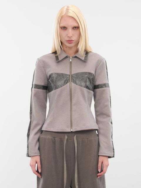 ELENA VELEZ Beige Contrast Paneled Zip Jacket