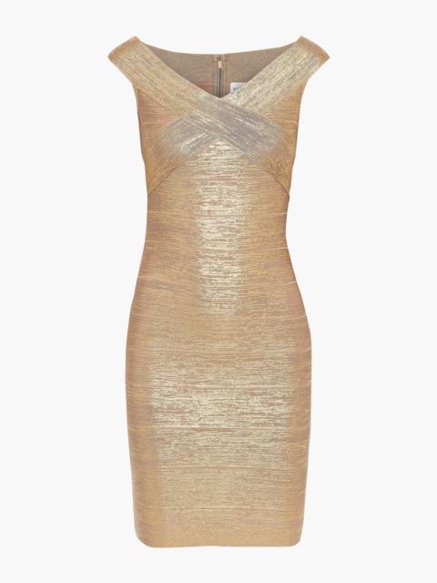 Other Designers Off-the-shoulder metallic bandage mini dress