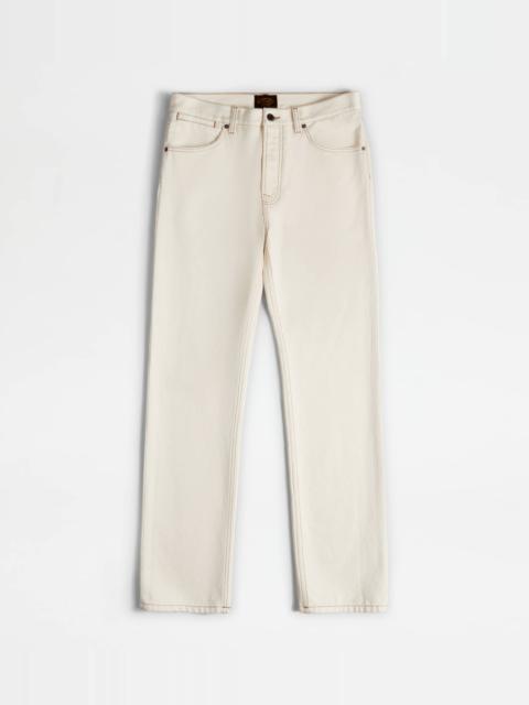 Tod's 5 POCKET PANTS IN DENIM - BEIGE