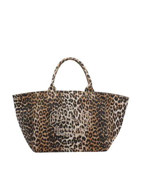 GANNI Ganni Women Xxl Leopard Logo Tote Bag
