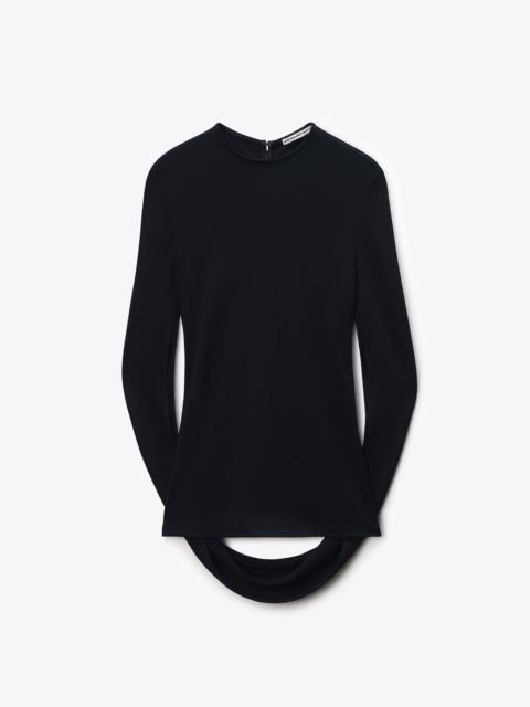 Alexander Wang Drape Back Long Sleeve Top in Matte Jersey