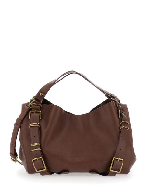Diesel Diesel Women D-One Tophandle Medium Shoulder Bag With Metal Details And Logo Brown Unisex