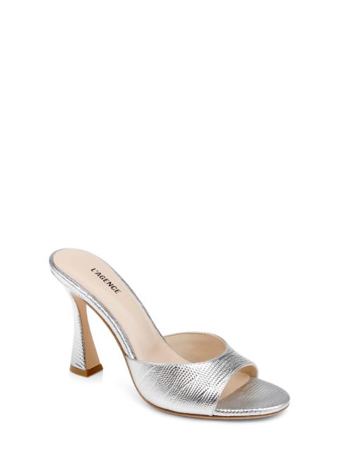 L'AGENCE L'AGENCE Avery Slide Sandal in Silver Lizard at Nordstrom