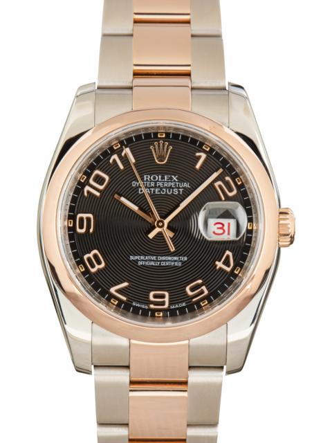 ROLEX Pre-Owned Rolex Datejust 36 Black Concentric Arabic Dial Ref 116201
