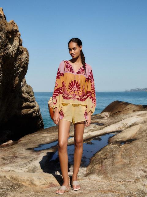 FARM RIO Soft Yellow Arabesc Shorts