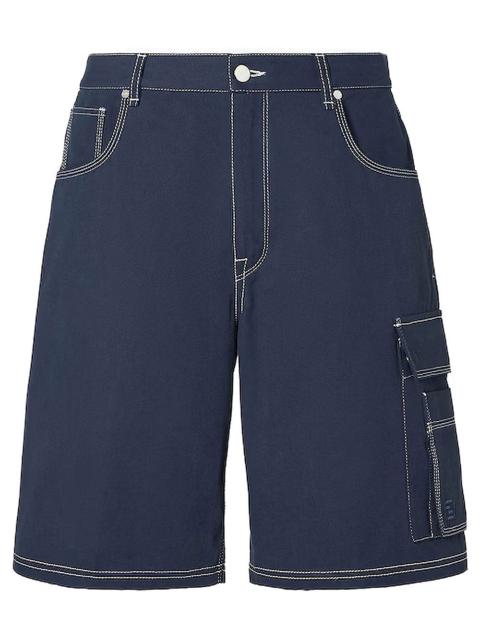 FENDI Fendi Men Pantaloni Corti In Canvas Blu Navy